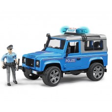 Land Rover Defender Polizia Luci e Suoni con Poliziotto - BRUDER bworld 02597